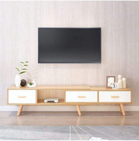 Meuble TV extensible couleur bois, armoire de rangement étroite intégrée pour petits salons
