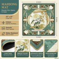 Tapis de Mahjong de Luxe en Caoutchouc Naturel Écologique, Silencieux, Antidérapant, Durable, Résistant à l'Eau, pour Table de Casino, Jeux de Poker, Chrysanthème