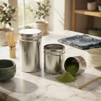 Accessoires de cuisine Tamis à matcha Boîte à thé en acier inoxydable avec couvercle pour thé en poudre et café
