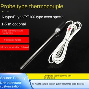 مستشعر حرارة من نوع المسبار من الفولاذ المقاوم للصدأ M12 KE بطول 200 مم * 7 مم PT100/CU50 مقاومة حرارية 1C ODM/OEM - Product Image 2