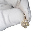 Collier Pendentif Minimaliste de Luxe en Or Massif 10K avec Diamant de Laboratoire Givré, Breloques Dentaires Uniques de Designer, Cadeau