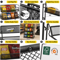 Présentoir à collations en fil métallique sur mesure pour comptoir, étagère à bonbons à plusieurs niveaux pour les achats rapides en magasin de proximité et à la station-service
