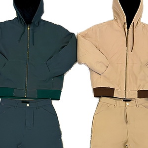 Conjunto de Ropa de Trabajo de Lona Transpirable con Logotipo Personalizado, Chaqueta con Capucha y Pantalones, 2 Piezas, Resistente, con Bordado de Marca Privada - Product Image 3