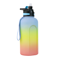 Bouteille d'eau sportive en PETG avec marqueur de temps, grande ouverture, 74 oz, bouteille d'eau de 2,2 l (demi-gallon), vente en gros