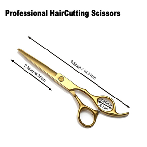 Hair <b>Scissors</b> 6.0 inch Golden Color Titanium Barber Cutting Thinning Hair Dressing Professional Hair Shears <b>Scissors</b> - Product Image 3