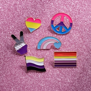 Broche Personalizado de Corazones Coloridos, Insignia Metálica de Bandera de la Victoria, Pin de Solapa Esmaltado para Hiyab - Product Image 3