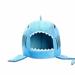 Neuankömmling Hochwertige benutzer definierte Farbe Logo Baumwoll tuch Hersteller Hai Muster Plüsch Hunde bett Katze Warmer Schlafsack Haustier Matte - Product Image 5