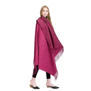 Winter luxurious popular jacquard double-sided polka dot ladies wool scarf winter warm soft long tassel women wool shawl