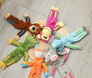 Juego de masticar chirriantes, juguetes para perros para mascotas, lindo nudo, Rana, mono, hipopótamo, elefante, diversión para cachorros de interior, masticar y jugar - Product Image 3