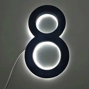 Número de Dirección Iluminado LED de Acero Inoxidable de 5 Pulgadas de Altura, Placa de Número de Puerta Iluminada para Oficina, Bar, Hogar, Jardín, Casa - Product Image 5