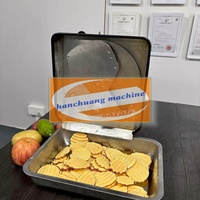 Automatische elektrische aardappel-golfvormige snijmachine, friet snijder, crinkle cutter voor aardappelen, 4-zijdige aardappelgolf snijmachine