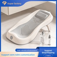 Support de Bain Universel pour Bébé avec Capteur de Température, Siège Inclinable Antidérapant en Plastique pour Nouveau-né