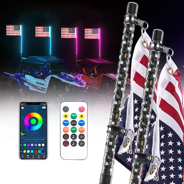 Illusory color Flagpole lamp Motorcycle LED tail lamp ATV decorate Flag pole Braking Turn Signal light tube RGB LED Whip Light