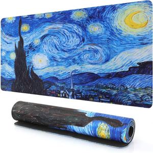 FX Custom Large Oil Painting Office Mouse Pads Rubber Polyester Fabric <b>Gaming</b> Big <b>Desk</b> <b>Mat</b> Computer Mouspad Starry Night - Product Image 1