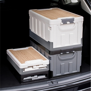 Boîte de rangement pliable 35L-65L couvercles en bois classiques grande <span class=keywords><strong>caisse</strong></span> pliable rectangulaire en plastique stockage fonctionnel de vêtements de Camping - Product Image 5