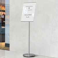Support de signalisation au sol en aluminium A3 avec poteau en acier inoxydable de 104 cm, couvercle en acrylique anti-vent pour affiches de menu et présentoirs publicitaires