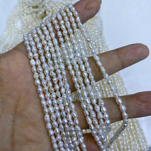 Perles de riz filetées de 3-4 mm, perles d'eau douce naturelles non nukleées, approvisionnement direct du fabricant pour le bricolage - Product Image 1