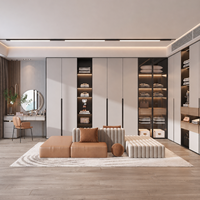 Système de dressing moderne sur mesure pour chambre à coucher avec coiffeuse, miroir et tiroirs en bois, autoportant, gain de place, grande capacité