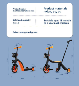 Tricycle Équilibré en Aluminium pour Enfants 3-en-1 avec Roues en PP, Trottinette et Vélo d'Équilibre Pliable pour Tout-petits - Product Image 6