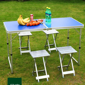 طاولة تخييم محمولة قابلة للطي مع كراسي +4 كراسي سهلة التخزين - Product Image 1