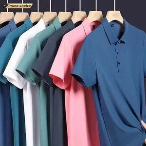 Kaus Polo sutra es bernapas musim panas spandeks 85% nilon cetak Logo kustom melar cepat kering kasual setengah lengan