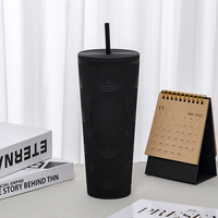 Nouvelle Offre en Gros : Gobelet en Plastique à Double Paroi de 25 oz, Réutilisable, Multicolore, avec Couvercle Plat et Paille