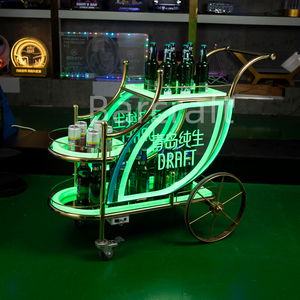 Étagère de présentation mobile pour bière Tsingtao, en acier inoxydable moderne, avec logo personnalisé, éclairée par LED, pour bar et karaoké - Product Image 1