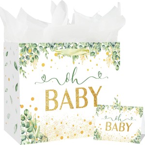 Bolsa de Regalo de Cumpleaños Plegable y Reciclable de Papel Recubierto de Color Sólido con Asa para Fiesta de Cumpleaños de Bebé - Product Image 4