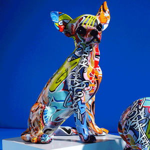 Ornamen Anjing Chihuahua Kreatif Berwarna-warni, Patung Anjing Penyambut Tamu, Figur Resin Anjing, Kerajinan Resin untuk Dekorasi Rumah, Ruang Tamu, Pintu Masuk, dan Rak Anggur - Product Image 4