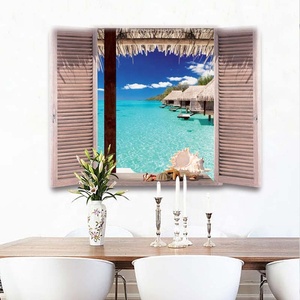 Pegatinas de <span class=keywords><strong>pared</strong></span> de vinilo de PVC del fabricante, calcomanía de ventana de paisaje <span class=keywords><strong>3D</strong></span>, calcomanías de decoración de <span class=keywords><strong>pared</strong></span> impresas UV - Product Image 1