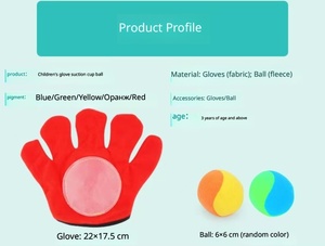 Kinder-Klebeballspiel-<span class=keywords><strong>Set</strong></span> 2 Handschuhe 2 Bälle Eltern-Kind Interaktives Outdoor-Indoor-Sportspielzeug Großhandel - Product Image 6