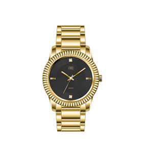 Montre de luxe Verve Edge 36 mm, cadran rond, mouvement à quartz analogique, accent diamant, bracelet élégant unisexe - Product Image 1