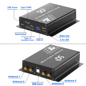 Модуль NGFF(M.2) 4G/5G к USB-3,0 адаптеру со слотом для сим-карт и 4 антеннами, совместимым 30x4/52 мм, расширение сети для компьютера - Product Image 2