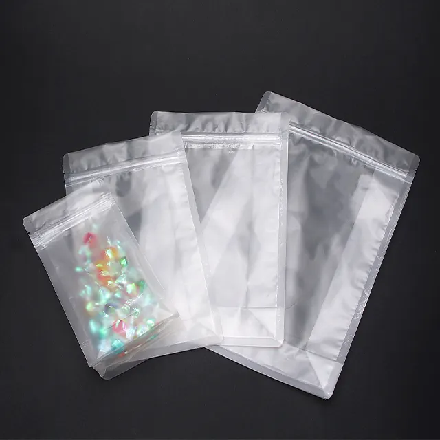 Clear Transparent Boxpouch Snack Flat Bottom Eight Side Seal Gusseted Food Pouch Standup Zipper Lock Package Bags