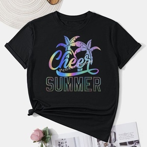 ต้นปาล์มส่องแสงเป็นประกายระยิบระยับแบบกำหนดเองและแบบรีดติดด้วยคริสตัลลวดลายฮอตแก้ไขริมชายหาดเขตร้อนต้นปาล์มถ่ายโอนพลอยเทียม - Product Image 3