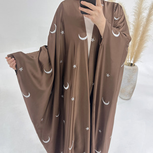 Última <span class=keywords><strong>Moda</strong></span> en Cárdigans, <span class=keywords><strong>Ropa</strong></span> Islámica Moderna, Bordado de Luna, Abaya Abierta, <span class=keywords><strong>Ropa</strong></span> de <span class=keywords><strong>Moda</strong></span> Turca, Lujosa Abaya de Dubái - Product Image 3