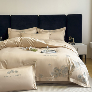ชุดเครื่องนอนผ้าฝ้ายเนื้อละเอียดปักลายสี่ชิ้น สไตล์หรูหราเบาๆ - Product Image 3