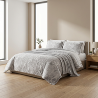 Set Sprei Beludru Susu Embos Terlaris 4 Potong, Flanel Tebal untuk Cuaca Dingin, Dapat Dicuci Mesin, Warna Keabu-abuan