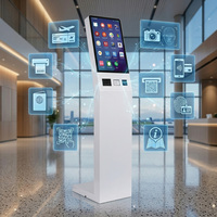 Kiosque de commande et de paiement en libre-service 21,5 pouces avec écran tactile multipoint 10 points, imprimante thermique, scanner NFC et codes-barres pour file d'attente bancaire