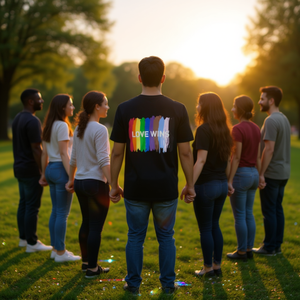 Camiseta Personalizada Pride Love Wins, 100% Algodón, Negra, Informal para Hombre, con Logotipo Personalizado, Corte Regular, Impresión Digital - Product Image 2