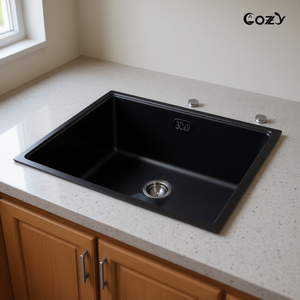 Lavello da Cucina Monoblocco Nero Accogliente 30x19 Sottopiano Moderno in Acciaio Inossidabile - Product Image 2