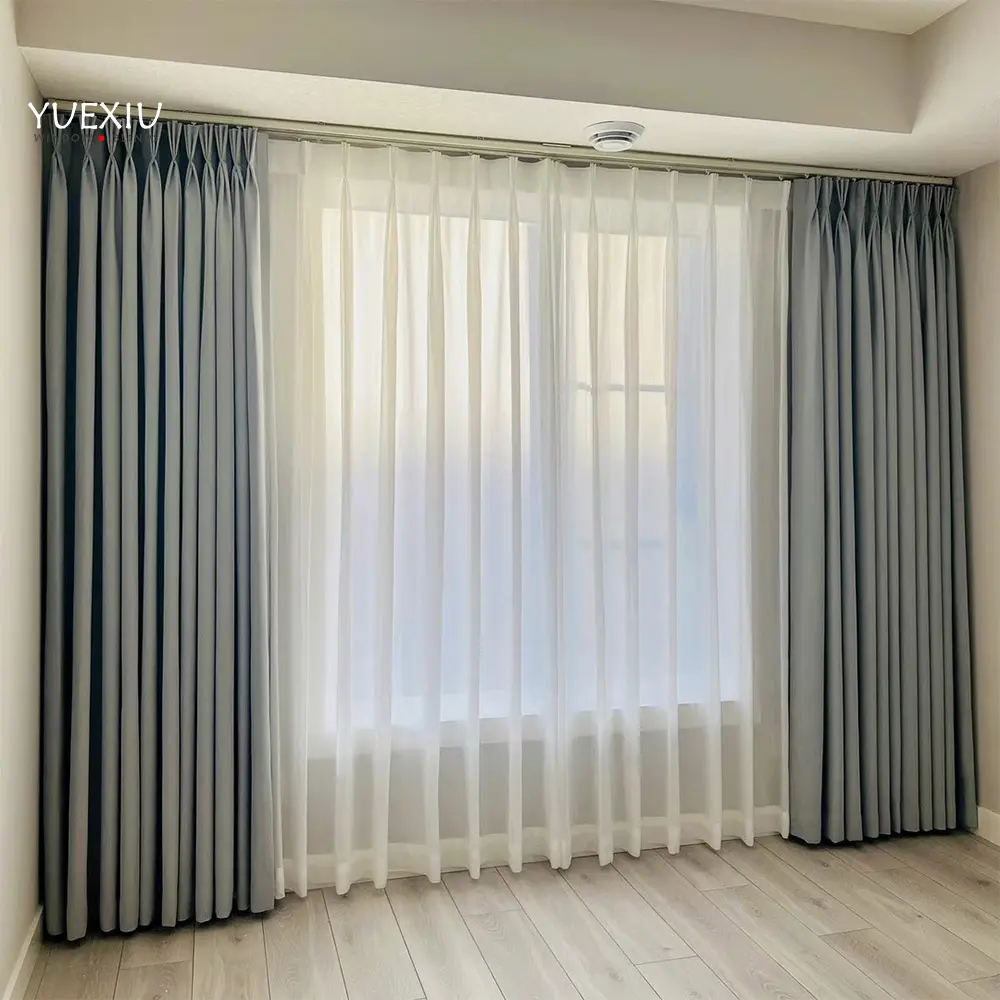 Custom Fabric Blackout Pinch Pleated Drapes Luxury Electric Curtains For The Living Room Motorised