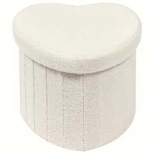 Pouf cube pliable avec rangement, repose-pieds en velours en forme de fleur, boîte à jouets - Product Image 4