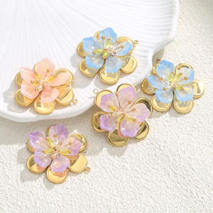 Vente chaude Coloré DIY Cristal Perles Fine Charme <span class=keywords><strong>Pendentif</strong></span> En Acier Inoxydable Pétales <span class=keywords><strong>Pendentif</strong></span> Accessoires Bijoux De Mode - Product Image 1