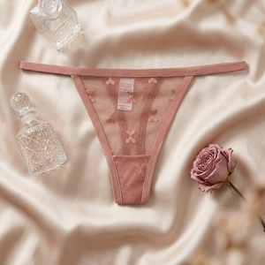 Tanga de malla transparente para mujer, con tirantes finos, cintura baja, sexy, transpirable, suave y elástica, ropa interior tipo G-string, OEM ODM - Product Image 3