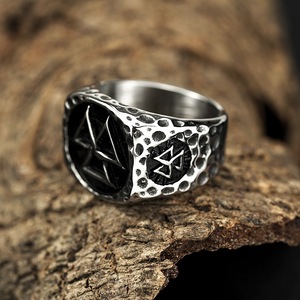 Men's Titanium Steel <b>Ring</b> Geometric Nordic Viking Symbol Hip Hop Jewelry Gift - Product Image 4