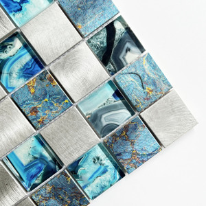 AGSQR104810 Azulejos de mosaico de lujo Zafiro Cuadrado Vidrio Metal Cristal Mosaico Moldes Hogar Villa Baño Backsplash Decoración - Product Image 3