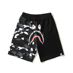 Shorts décontractés mi-longs unisexe en coton pur avec cordon de serrage, motif camouflage requin, lumineux, pour la plage - Product Image 4