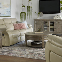 Table basse ronde en bois massif de style rustique américain avec coins arrondis et rangement, plateau en chêne sur mesure, meubles de salon