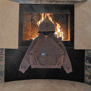 Sudadera con Capucha Personalizada OEM para Hombre, Estilo Vintage, Negra Deslavada, Gruesa, Desgastada, 100% Algodón, Estampada, Lisa, Teñida - Product Image 3